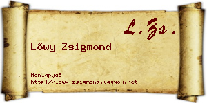 Lőwy Zsigmond névjegykártya